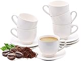 BeBuy24 Doppel Espresso Tassen/Mokka-Tassen Set 12 teilig - Weiß Porzellan 75 ml Kaffeetassen Kaffeetasse Espressotassen