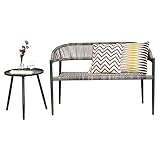 GRFIT Allwetter-Terrassen-Rattanbank, 2-Sitzer-Rattanbank for den Außenbereich mit rundem Couchtisch, PE-Rattan-Terrassenmöbel-Set for Balkon, Terrasse, Hinterhof (Size : Set of 1)