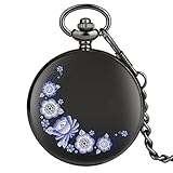 ATAAY Taschenuhr Blumen Design schwarz Wanduhr Taschenuhr Herren- und Damentaschenuhr