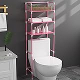 MMOU Toilettenregal Badezimmerregal Waschmaschinenregal Freistehendes Waschmaschinenregal mit Offenen Regalen Bathroom Shelf No Drill Platzsparend und Einfach zu Montieren (Color : Pink)