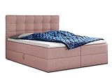 Boxspringbett Best mit 2 Bettkästen, Doppelbett mit Bonell-Matratze und Topper, Polsterbett, Bett, Bettgestell, Stilvoll, Schlafzimmer (Pink (Inari 52), 140 x 200 cm)