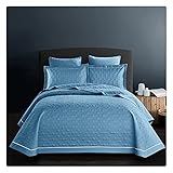 Weiches Tagesdecken-Set, Gesteppte Bettdecke, wendbar, leicht, für alle Jahreszeiten, Bettwäsche-Sets mit 2 Kissenbezügen, 245 x 250 cm, Lila (Blau)