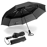 Ergonauts Regenschirm sturmfest - winddichter Doppel Baldachin Taschenschirm und Schirm Umbrella - Teflonbeschichtung, ergonomischer Griff und Auf-Zu-Automatik für Damen und Herren mit Tragehülle