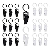 20 Drehbare Wäscheklammern, Klammerhaken, für Kleidung, Gardinen, Hüte, Schwarz und Weiß