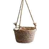 GALSOR Rattankorb Hängekörbe Blumenkörbe Flechtkörbe Pflanzen Blumentöpfe Bambuskörbe Blumenkörbe (Color : Natural, Size : 20x20x50cm)