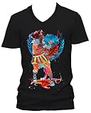 Roman Combat Cooles Party Herren V-Neck T-Shirt Körperbetont, schwarz, XXL