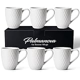 MIAMIO – 6 x 400 ml – Kaffeetassen Set/Becher – Moderne Keramik Tasse Matt – Kaffeetasse groß – Palmanova Kollektion (Weiß)