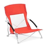 JEMIDI Strandstuhl klappbar mit Tragetasche - Klappstuhl Campingstuhl Beach Chair - atmungsaktiv leicht faltbar - Stuhl für Strand Camping Garten - rot
