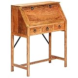 Youuihom Schreibpult, Büroschreibtische, Computerschreibtische, Schreibtisch 90×40×107 cm Massivholz Akazie Geeignet für Schlafzimmer, Wohnzimmer, Büros, Schlafsäle