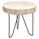 Spetebo Rustikaler Massivholz Beistelltisch - Holz Tisch aus Baumscheibe - Sofatisch Couchtisch