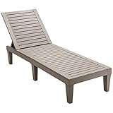 GYMAX Sonnenliege mit 5-fach verstellbarer Rückenlehne, Gartenliege aus Kunststoff, Liegestuhl bis 180 kg belastbar, mit 6 Stützfüßen, wetterfest, für Garten, Terrasse, Balkon, Strand (Braun)