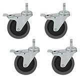 Rollen Plattenrollen 4-Zoll-Lenkrollen Schwerlast-Möbelrollen Esszimmerwagen-Schwenkräder, Stielrollen Industriewagenrad, für Hotelschul-Speisewagen, leise bewegliche Rollen, 4er-Pack