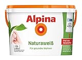 Alpina 5 L. &10 L. weiße Wandfarben für Innen, verschiedene Eigenschaften (10 Liter, Alpina Naturaweiß - Frei von Reizstoffen, Löse- & Konservierungsmitteln)