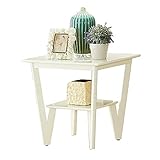 XIBANY Moderner 2-lagiger Kleiner quadratischer Tisch, Wohnzimmer-Massivholz-Kleiner Couchtisch-Beistelltisch, einfacher Schlafzimmer-Nachttisch Feito NA China