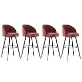 IPSU 360° Schwenkbare Draußen Barhocker 4er-Set, Samt Frühstück Barhocker mit Rücken und Fußstütze, Moderne Counter Bar Stühle für Küche, Esszimmer
