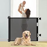 TUSUNNY Treppenschutzgitter Ausziehbar für Babys und Hunde, 0-150cm Türschutzgitter Ausziehbar, Einhandbedienung, Treppengitter kinderschutzgitter für Treppen/Türen/Innen & Außen, Schwarz