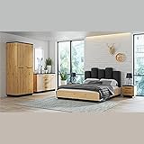 Design Möbel Schlafzimmer Möbel Set Möbel für Schlafzimmer Kontinentales Bett Doppel Boxspringbett Kleiderschrank Schrank Garderobenschrank Kommode Sideboard Regal Inez Set 1