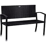 STILISTA 2-Sitzer Gartenbank aus UV-beständigem Polyrattan-Geflecht 122 x 52 x 89 cm, schwarz