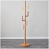 Garderobenständer Cactus Garderobenständer, Freistehender Massivholz-Baumständer Mit 6 Haken, Höhenverstellbarer Garderobenständer Für Kleidung, Hüte, Schals Kleiderständer (Color : Log)