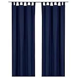 heimtexland ® Dekoschal Baumwolle Uni Blickdicht Vorhang Schlaufenschal Gardine Dunkelblau HxB 160x125 Typ625