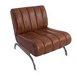 Vintage-Line Design-Clubsessel Cassidy Columbia Brown Edelstahl Ledersessel Leder Sessel