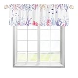 Ozean Koralle Seesterne Scheibengardinen Bistrogardine mit Stangendurchzug Kurzstores Gardinen Landhausstil Fenstervorhang für Wohnzimmer Schlafzimmer Kinderzimmer Multicolor 137x45cm,2 Stück