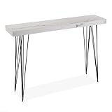 Versa Dallas Schmales Möbelstück für den Eingangsbereich oder Flur, Moderner Konsolentisch, Maßnahmen (H x L x B) 80 x 25 x 110 cm, Holz und Metall, Farbe: Grau und Weiß