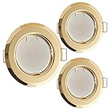 HCFEI Flache LED Einbaustrahler ultra flach Gold farbig Rund mit LED Spot Modul 230V I 3W 320 Lumen I 120°Abstrahlwinkel I Dimmbar I 53-70 mm Einbauloch I Einbauleuchte rund (3er - Warmweiß)