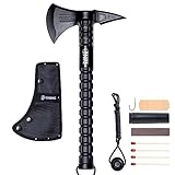 Profi Militär Axt Tomahawk Lizenziertes USMC Plus Survival Kits und Compas Campingaxt Axt Survival Outdoor Axt Survival Axt, Erwachsene Äxte Campingbeil Beil inkl. Kopftasche M-X001