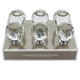 G Decor Klare, runde Türknäufe aus Kristallglas, für Küchenschrank und als Griffe für Schubladen, 40 mm (6er-Pack)