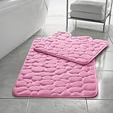 Homespace Direct Pebbles Badematte/WC-Vorleger, rutschfest, Memory-Schaumstoff, rutschfest, Pink