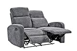 2-Sitzer Sofa mit praktischer Relax-Funktion, 2er Couch, Federkern Funktionssofa verstellbar mit manueller Starthilfe zum Entspannen, 130 cm breit, mit Microfaserstoff in Grau bezogen | 16115