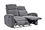 2-Sitzer Sofa mit praktischer Relax-Funktion, 2er Couch, Federkern Funktionssofa verstellbar mit manueller Starthilfe zum Entspannen, 130 cm breit, mit Microfaserstoff in Grau bezogen | 16115