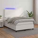 INLIFE Boxspringbett mit Matratze & LED Weiß 120x200 cm Kunstleder,59.83kg,3135874