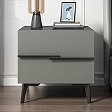 WOLWES Nachttisch Modern, Beistelltisch mit Schublade, Schlafzimmer-Beistelltisch mit 4 Metallbeinen und 2 Schubladen (Color : Grau, Size : L-40CM/15.7IN)