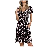 Topassion Damen Kleider Elegant, Abiballkleider Lang Trendy Print Dresses for Women Mädchen Kleid Beach Dress Damenkleider Festlich Lockere Abendkleid Damen Kawaii Clothes