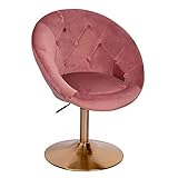 Wohnling Loungesessel Samt Rosa/Gold Design Drehstuhl | Clubsessel Polsterstuhl mit Rückenlehne | Drehsessel Cocktailsessel Lounge | Sessel mit Stoffbezug