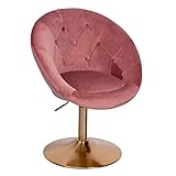 Wohnling Loungesessel Samt Rosa/Gold Design Drehstuhl | Clubsessel Polsterstuhl mit Rückenlehne | Drehsessel Cocktailsessel Lounge | Sessel mit Stoffbezug