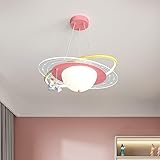 Kikioo Moderne LED-Kronleuchter für Kinderzimmer, kreative Pendelleuchten, Arbeitszimmer, Schlafzimmer, Hängelampen, Kinder-Planet-Astronauten-Deckenlampen, Dekor-Leuchten, 29 W x 2