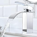 Wasserfall Wasserhahn Bad, CECIPA Waschtischarmatur Chrom mit Keramikventil, Mischbatterie Waschbecken Bad mit Kaltes & Heißes Wasser, Brass Wasserhahn Waschbecken, Einhandmischer Waschbeckenarmatur