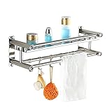Klebeendes Duschregal für Wand ohne Bohren Edelstahl Badezimmer Handtuchhalter Badezimmer Regal für Waschraum WC B 60cm (A 60cm)