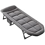 Sonnenliege Campingliege Gartenliege Klappbar Liegestuhl Gartenstuhl Liegestühle Liegender Liege Recliner für Erwachsene Hoch Senioren, klappbares Feldbett mit Kissen, max. 160 kg (Size : 190x65cm)