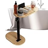 Verstellbares Badewannen-Caddys Tablett – freistehendes Badewannen-Tablett für verstellbare Höhe, Badewannen-Seitentisch, Wannenablage für Badewanne gegen Wand, Badewannenzubehör für Luxus-Badewanne,