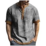 Freizeitanzug Herren Generic 2023 Funktionsshirt Herren 3XL Sport T-Shirt Herren Hemd Kurzarm Herren Longsleeve T-Shirt Herren Langarm Plus Size Linen Short Set（7-Gray,XXL）