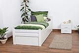Kinderbett/Jugendbett Easy Premium Line K1/1h inkl. 2. Liegeplatz und 2 Abdeckblenden, 90 x 200 cm Buche Vollholz massiv weiß lackiert