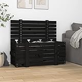 INLIFE Truhe Schwarz 91x40,5x42 cm Massivholz Kiefer,12.9kg,825002