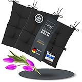 LILENO HOME 2er Set Stuhlkissen 33 Schwarz (40x40x6 cm) - Sitzkissen für Garten, Küche oder Esszimmer - UV-beständige Indoor u. Outdoor Stuhlauflage als Stuhl-Kissen (Linda FUM)