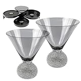 DUEBEL Martini-Gläser ohne Stiel, 2er-Set und 3-stöckiger Salz-Rimmer, Margarita-Glas-Set – ideal für Bar-Enthusiasten und Cocktail-Liebhaber