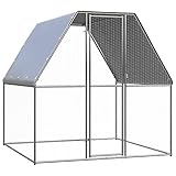 Festnight Outdoor Hühnerkäfig Verzinkter Stahl 2x2x2 m Hühnerstall Geflügelstall Hühnerhaus Vogelkäfig Hühnergehege Kaninchenkäfig Kleintierstall Freigehege für Huhn Henne Ente Gans