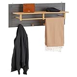 IDIMEX Garderobe BOLTON in anthrazit aus Kiefer im Landhausstil, Hängegarderobe mit 4 Kleiderhaken aus Massivholz, Wandgarderobe aus Holz lackiert mit Haken